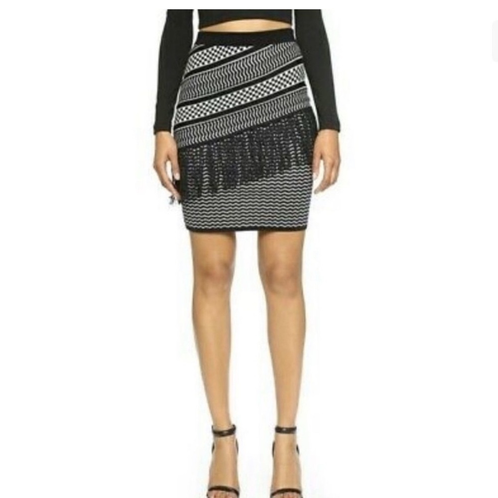 NWT Romeo & Juliet Couture Sweater Skirt-Fringe Overlay-Pencil Skirt Size Med